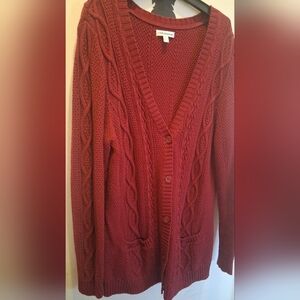 Croft & Barrow Maroon Cable Knit Cardigan